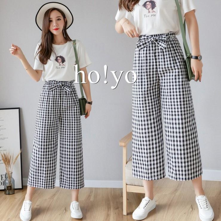 現貨🇹🇼 韓系綁帶 高腰寬褲 百搭 韓妞 闊腿褲 A字寬褲 休閒褲 大尺碼 九分寬褲 顯瘦長褲 女生褲子 女裝工裝褲-細節圖8