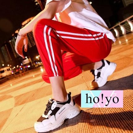 【台灣現貨】原宿風  束口褲 縮口褲 運動褲 哈倫褲  兩側口袋 鬆緊帶  休閒長褲 休閒褲 工作褲 兩線褲-細節圖4