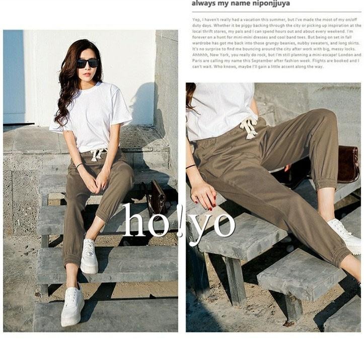 台灣現貨🇹🇼束口褲 鬆緊帶 綁繩 棉麻 縮口褲 哈倫褲 九分褲 亞麻 長褲 女 休閒長褲 休閒褲 棉麻褲 寬鬆 寬褲-細節圖7