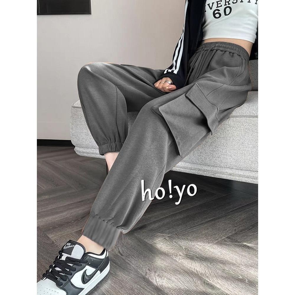 加厚🔥保暖刷毛工作褲 工裝褲 刷毛褲 高腰鬆緊 保暖褲 加絨 長褲 闊腿褲 刷毛 棉褲 縮口褲 束口褲 保暖 休閒褲-細節圖3