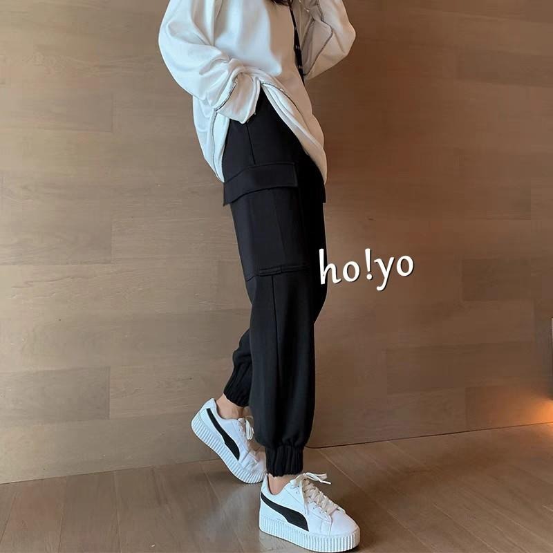 加厚🔥保暖刷毛工作褲 工裝褲 刷毛褲 高腰鬆緊 保暖褲 加絨 長褲 闊腿褲 刷毛 棉褲 縮口褲 束口褲 保暖 休閒褲-細節圖4