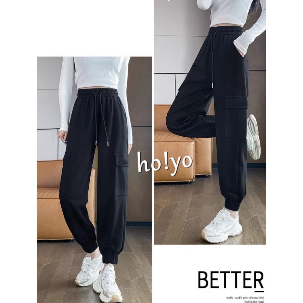 加厚🔥保暖刷毛工作褲 工裝褲 刷毛褲 高腰鬆緊 保暖褲 加絨 長褲 闊腿褲 刷毛 棉褲 縮口褲 束口褲 保暖 休閒褲-細節圖6