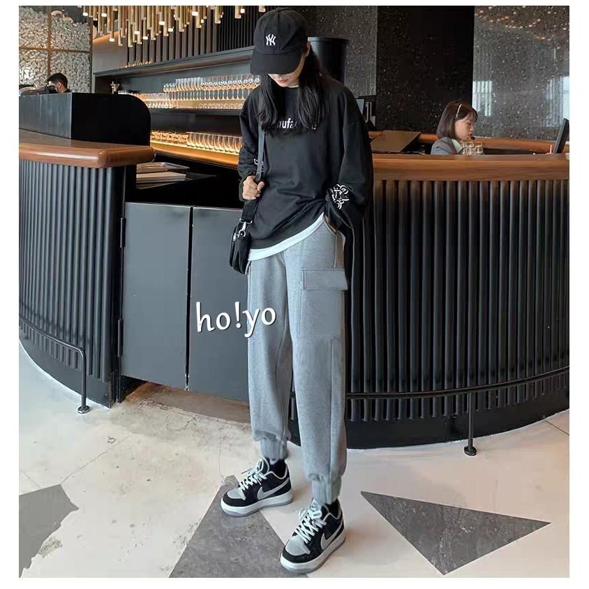 加厚🔥保暖刷毛工作褲 工裝褲 刷毛褲 高腰鬆緊 保暖褲 加絨 長褲 闊腿褲 刷毛 棉褲 縮口褲 束口褲 保暖 休閒褲-細節圖7