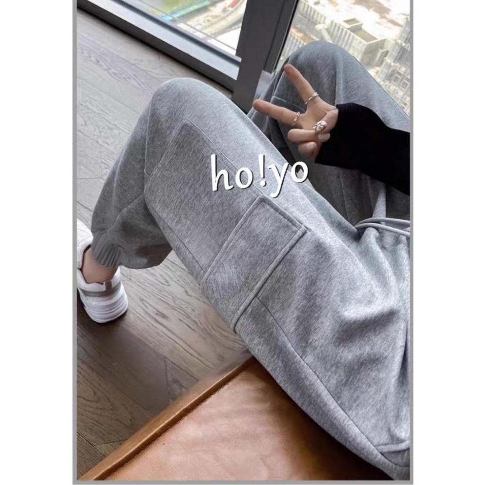 加厚🔥保暖刷毛工作褲 工裝褲 刷毛褲 高腰鬆緊 保暖褲 加絨 長褲 闊腿褲 刷毛 棉褲 縮口褲 束口褲 保暖 休閒褲-細節圖9