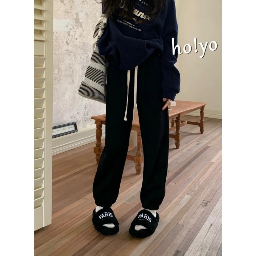 台灣現貨🍁德絨面料純色百搭運動褲 莫蘭迪色 束口褲女 顯瘦高腰口袋綁繩 休閒褲 縮口褲 哈倫褲 女工作褲 長褲 運動褲-細節圖9