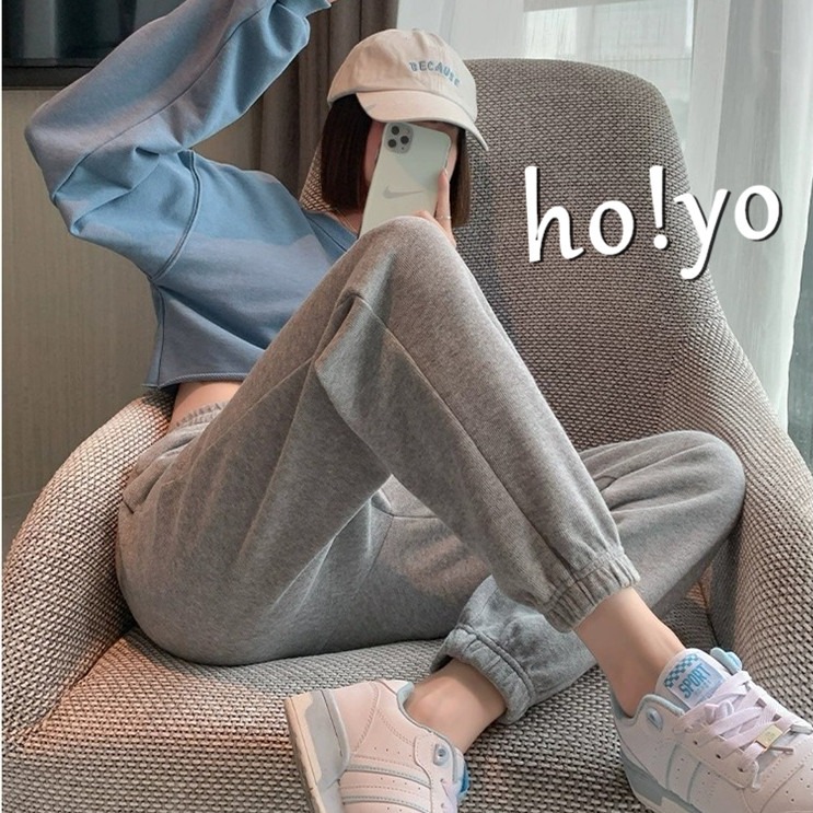 台灣現貨🍁德絨面料純色百搭運動褲 莫蘭迪色 束口褲女 顯瘦高腰口袋綁繩 休閒褲 縮口褲 哈倫褲 女工作褲 長褲 運動褲-規格圖9