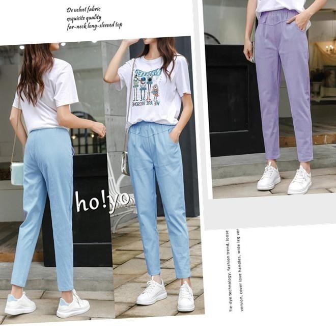 9色任選🌈熱銷現貨 超彈力 顯瘦 老爺褲 寬鬆哈倫褲 多巴胺穿搭 休閒長褲 休閒褲 口袋哈倫褲 工作褲 AB褲-細節圖6