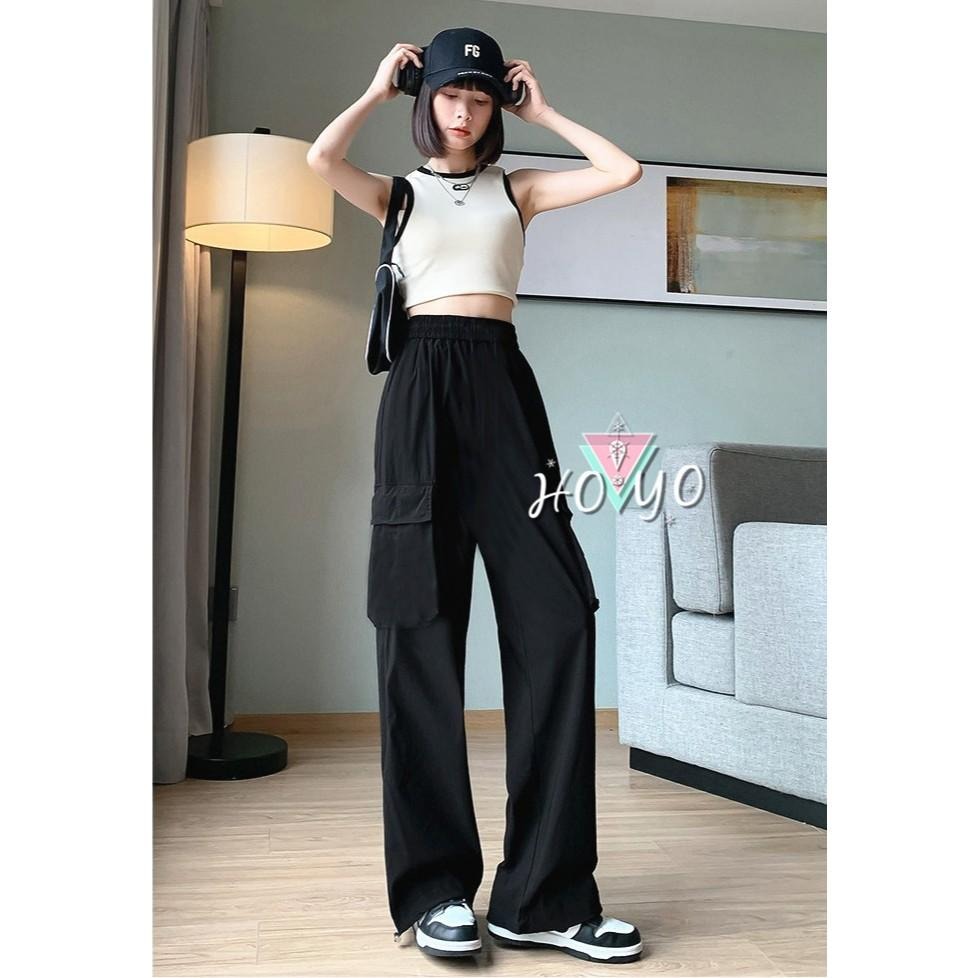 8色任選🇹🇼現貨兩穿直筒褲 可調束繩 直筒寬褲 工裝褲 束口褲 工作褲 闊腿褲 寬褲 落地褲 休閒長褲 直筒 褲子女-細節圖2