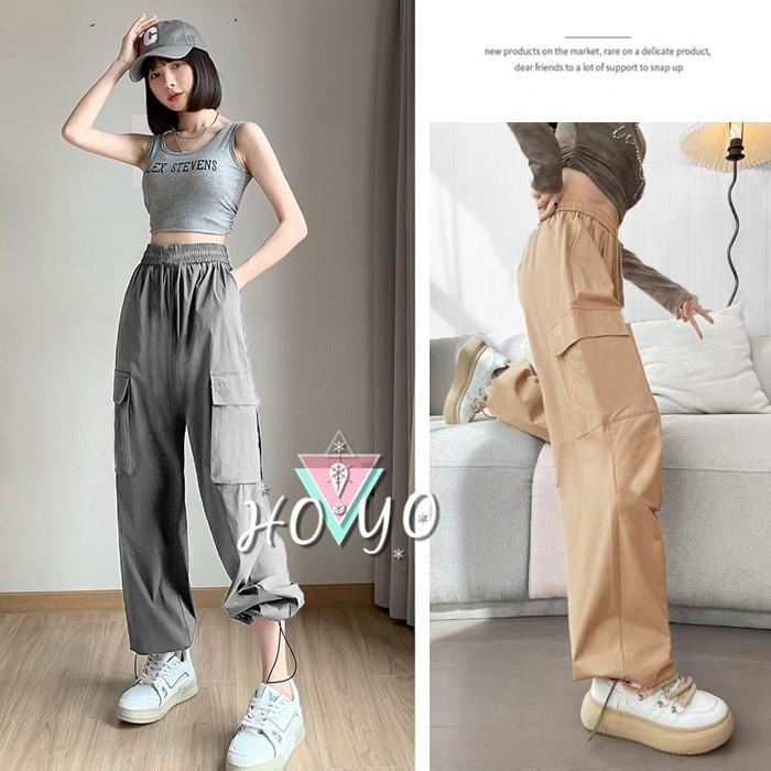 8色任選🇹🇼現貨兩穿直筒褲 可調束繩 直筒寬褲 工裝褲 束口褲 工作褲 闊腿褲 寬褲 落地褲 休閒長褲 直筒 褲子女-細節圖3