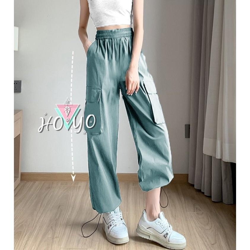 8色任選🇹🇼現貨兩穿直筒褲 可調束繩 直筒寬褲 工裝褲 束口褲 工作褲 闊腿褲 寬褲 落地褲 休閒長褲 直筒 褲子女-細節圖4