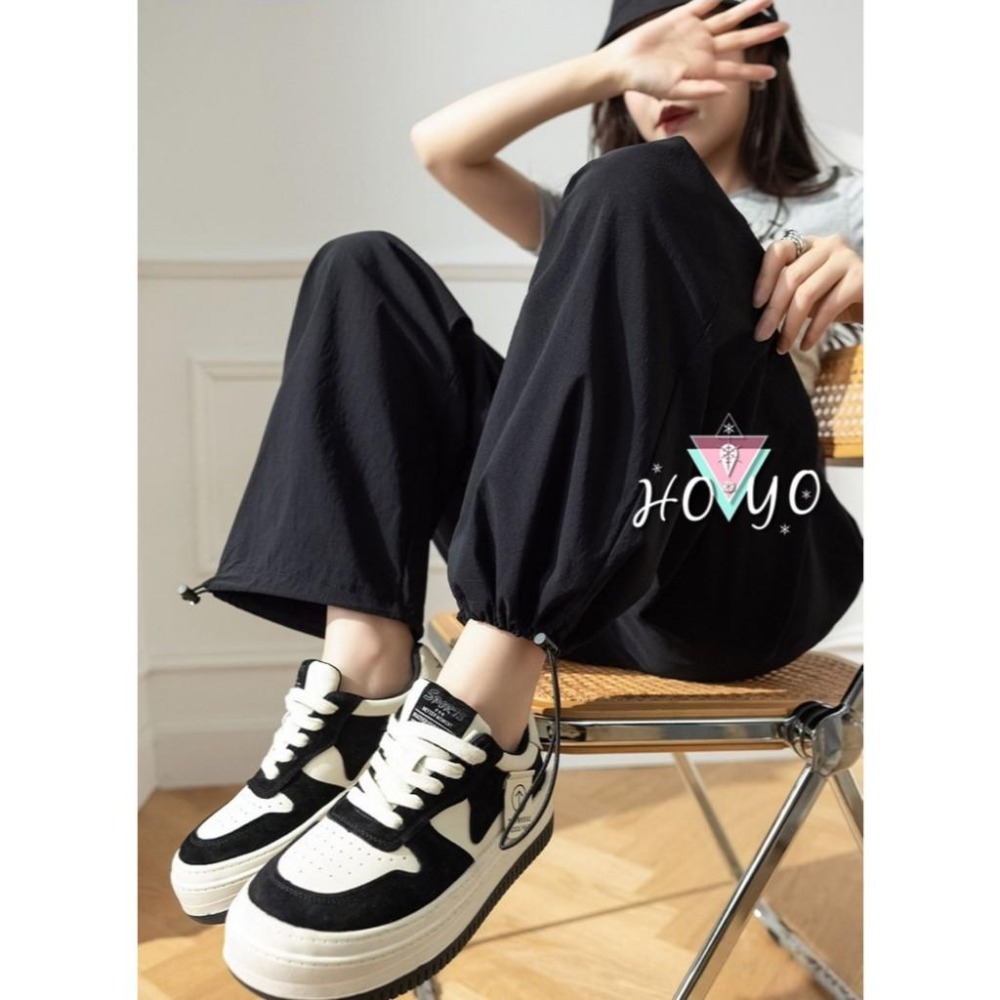 8色任選🇹🇼現貨兩穿直筒褲 可調束繩 直筒寬褲 工裝褲 束口褲 工作褲 闊腿褲 寬褲 落地褲 休閒長褲 直筒 褲子女-細節圖6