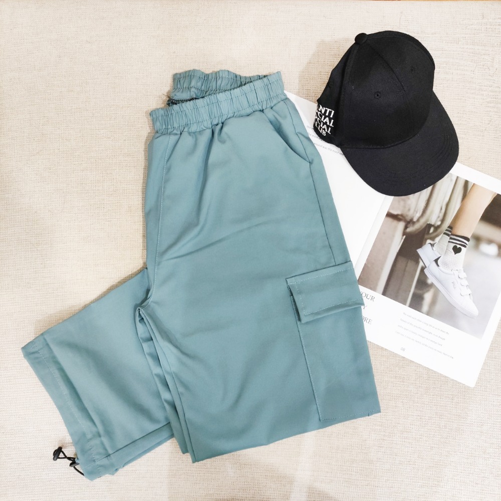 8色任選🇹🇼現貨兩穿直筒褲 可調束繩 直筒寬褲 工裝褲 束口褲 工作褲 闊腿褲 寬褲 落地褲 休閒長褲 直筒 褲子女-規格圖9