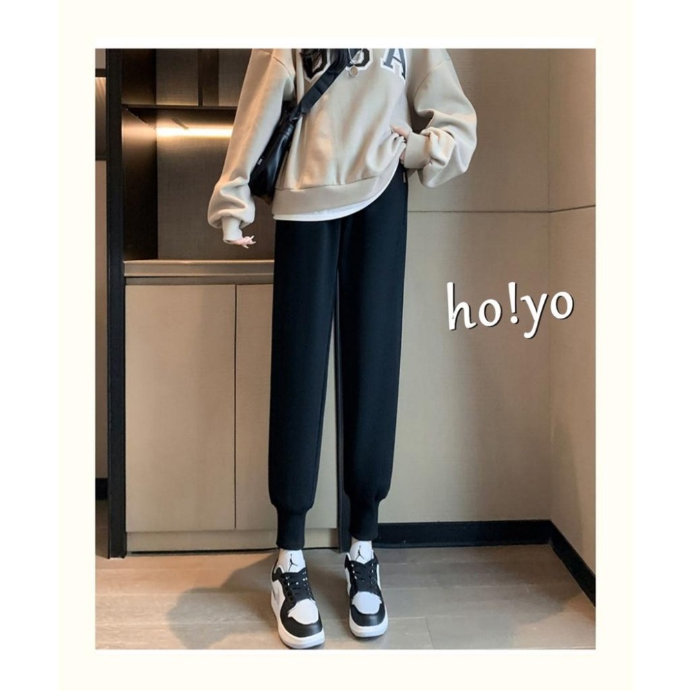 台灣現貨 高腰鬆緊 加厚加絨 休閒褲 保暖褲 束口褲 運動褲 刷毛褲 休閒長褲 暖暖褲 加絨長褲 冬天褲子 工作褲-細節圖5