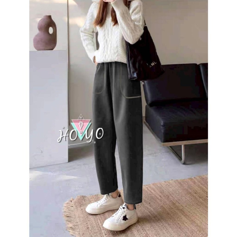 台灣現貨 顯瘦 加絨哈倫褲 保暖褲 刷毛褲 彈力抗皺 加絨長褲 刷毛長褲 冬天 保暖長褲女 休閒長褲 休閒褲 厚款長褲-細節圖2