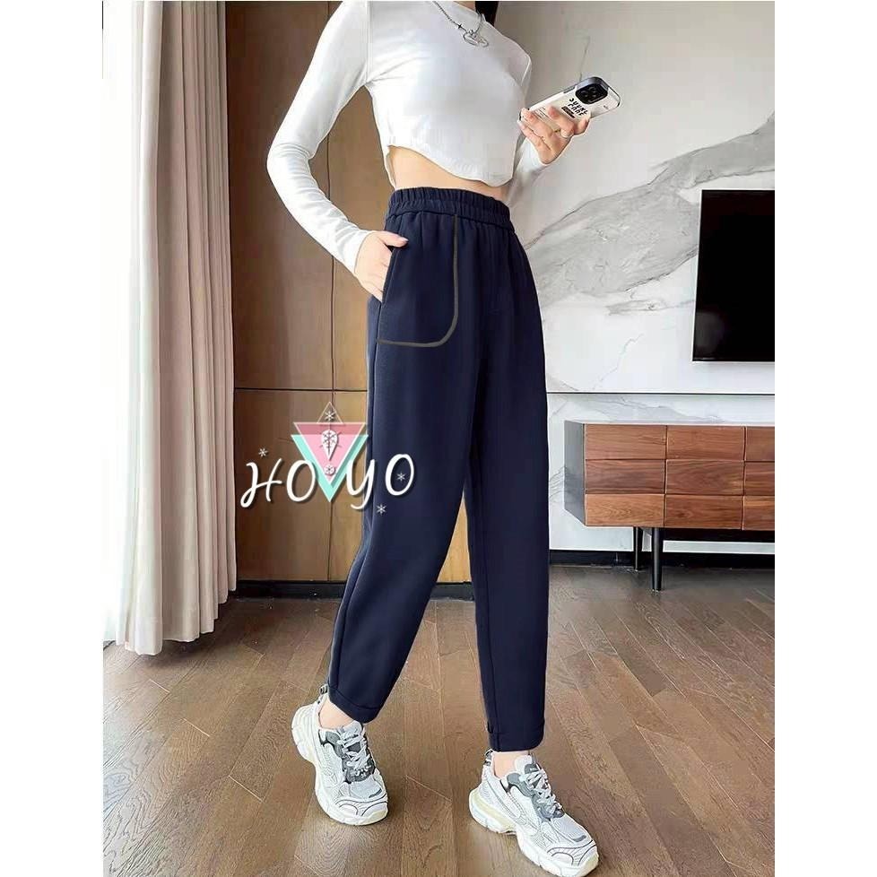 台灣現貨 顯瘦 加絨哈倫褲 保暖褲 刷毛褲 彈力抗皺 加絨長褲 刷毛長褲 冬天 保暖長褲女 休閒長褲 休閒褲 厚款長褲-細節圖3