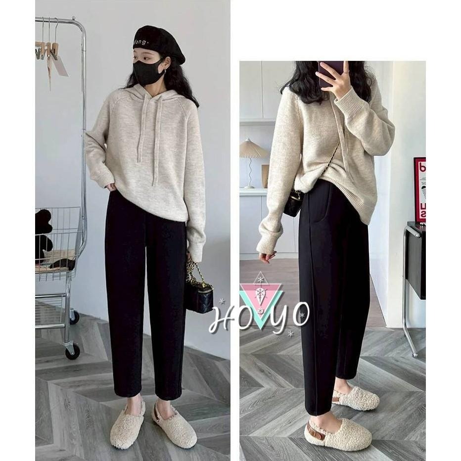 台灣現貨 顯瘦 加絨哈倫褲 保暖褲 刷毛褲 彈力抗皺 加絨長褲 刷毛長褲 冬天 保暖長褲女 休閒長褲 休閒褲 厚款長褲-細節圖8