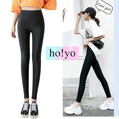 台灣現貨🇹🇼 冰絲涼感 彈力 內搭褲 冰絲長褲 顯瘦 黑褲 涼感褲  瑜珈褲 運動褲 瑜伽褲 打底褲 大尺碼 長褲女-細節圖4