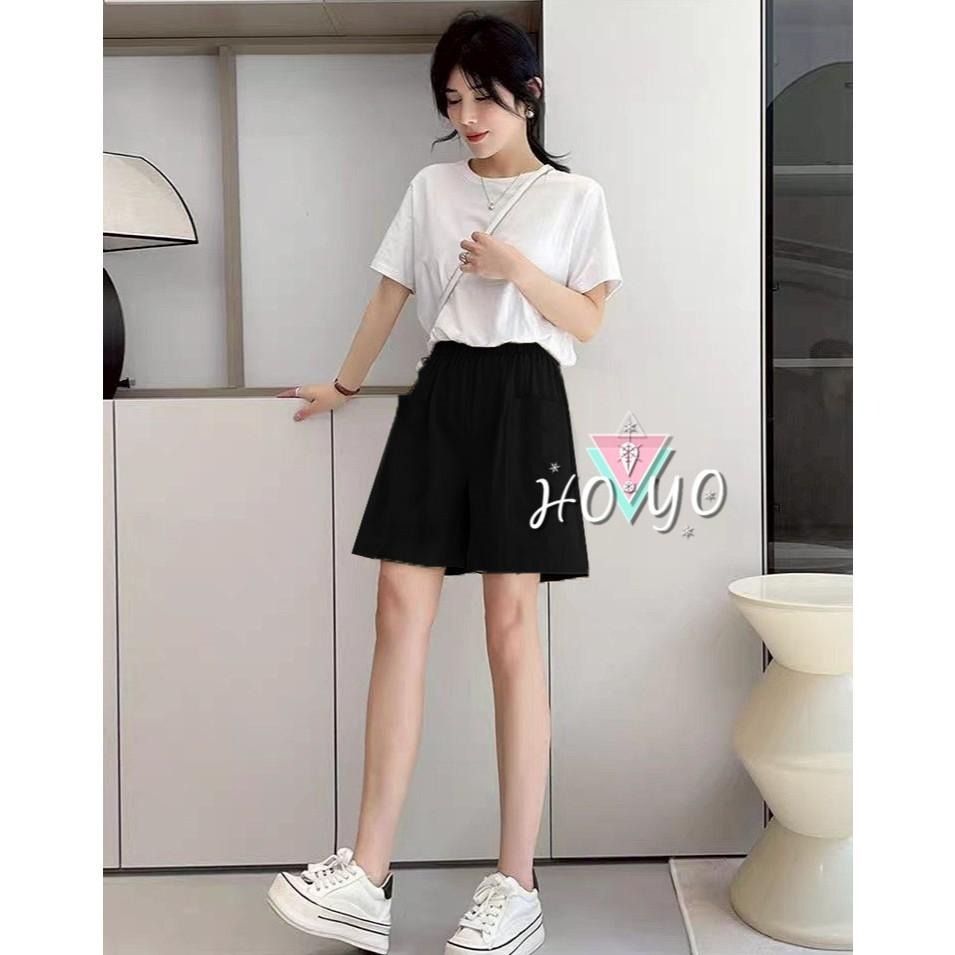 現貨萊卡挺版高腰大口袋A字短褲 闊腿褲 褲裙 透氣 五分褲 休閒短褲 短褲 高腰短褲 女生短褲 顯瘦短褲 短褲女 褲子-細節圖2