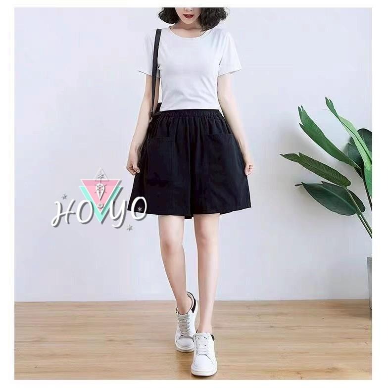 現貨萊卡挺版高腰大口袋A字短褲 闊腿褲 褲裙 透氣 五分褲 休閒短褲 短褲 高腰短褲 女生短褲 顯瘦短褲 短褲女 褲子-細節圖9