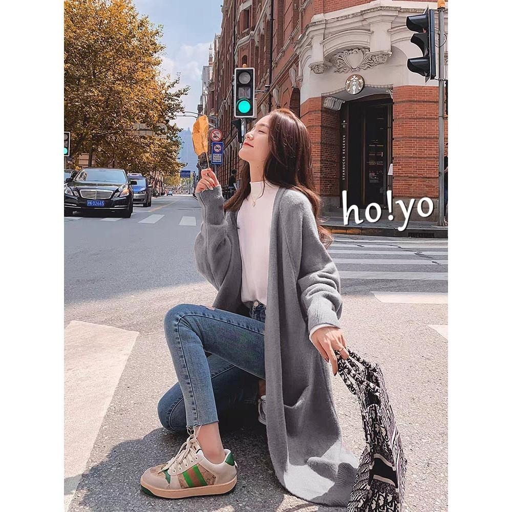 現貨雙口袋顯瘦秋冬款 彈性 長版針織外套 包芯紗 韓版針織寬鬆開衫外套 針織毛衣 中長款 韓國 毛衣外套十色 親膚 罩衫-細節圖8