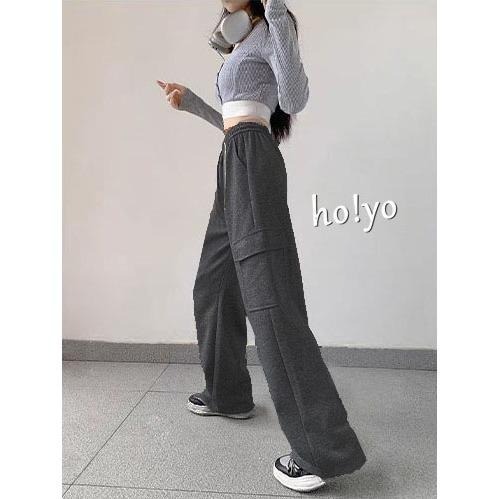 7色任選🇹🇼顯瘦中厚挺版 鬆緊高腰 工裝褲 寬褲 工作褲 直筒褲 闊腿褲 休閒褲 休閒長褲 落地褲 長褲 褲子-細節圖5