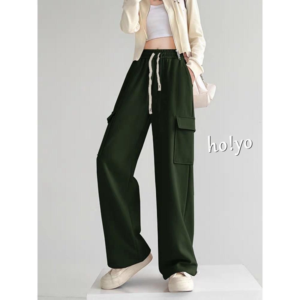 7色任選🇹🇼顯瘦中厚挺版 鬆緊高腰 工裝褲 寬褲 工作褲 直筒褲 闊腿褲 休閒褲 休閒長褲 落地褲 長褲 褲子-細節圖7