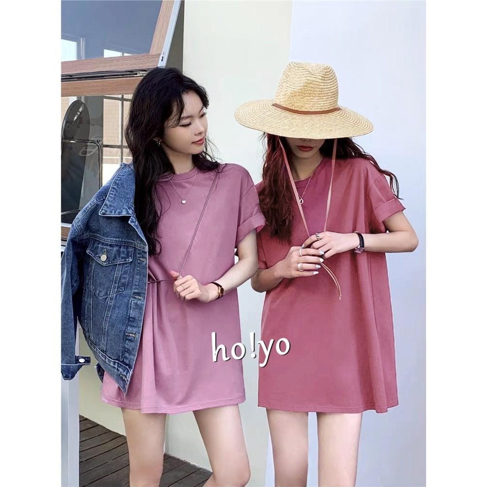 現貨多色任選 寬鬆 短袖素T 短袖上衣 T恤 短袖T恤 短T 素T 圓領T恤  素T女 落肩上衣 棉T 女生素T 大學T-細節圖4