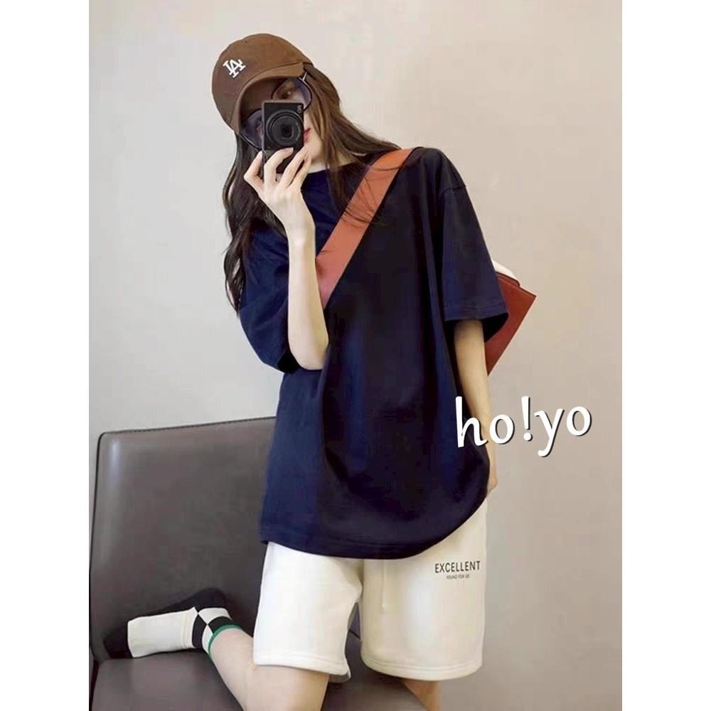 現貨多色任選 寬鬆 短袖素T 短袖上衣 T恤 短袖T恤 短T 素T 圓領T恤  素T女 落肩上衣 棉T 女生素T 大學T-細節圖5