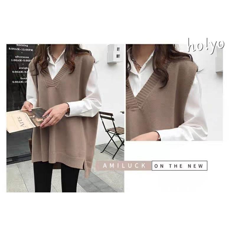 台灣現貨🇹🇼 韓系彈性 V領前短後長針織背心 毛衣背心 毛衣 上衣 女裝 針織上衣 無袖背心 針織背心 馬甲背心-細節圖8
