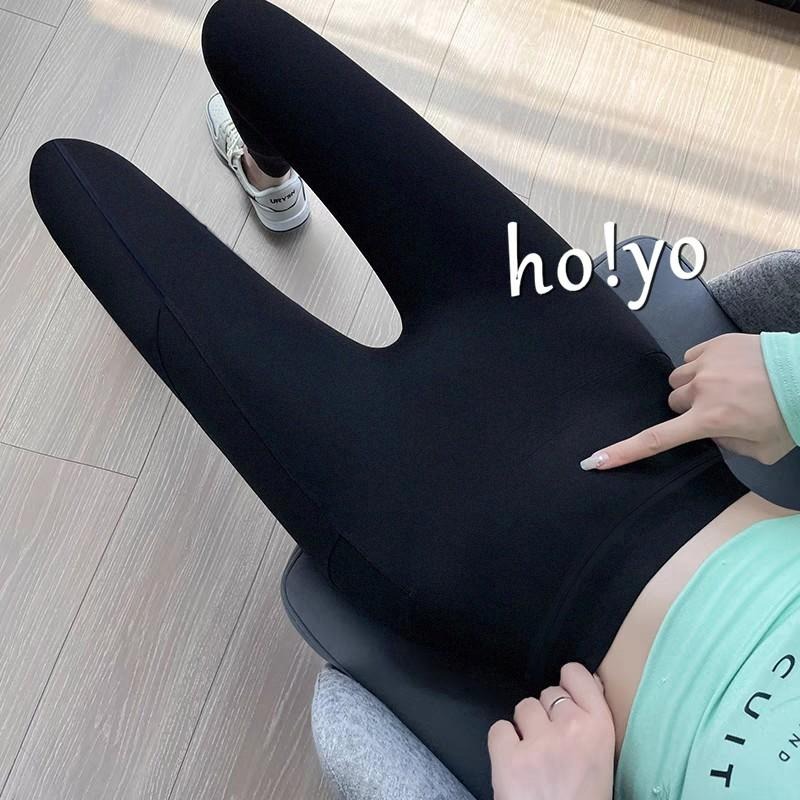 現貨3D高腰收腹兩側口袋 中厚內搭褲 收腹褲 棉褲 打底褲 健身褲 韻律褲 瑜珈褲 鯊魚褲 芭比褲 工作褲 運動褲-細節圖6