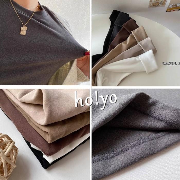 多色任選🌈加厚保暖小立領 半高領雙面德絨上衣 彈性落肩 長袖上衣 磨毛上衣 刷毛上衣 保暖衣 打底衫冬天上衣 圓長袖T恤-細節圖9