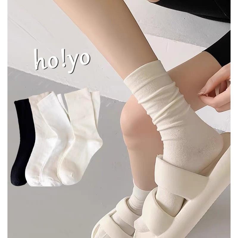 兩穿台灣現貨日系襪子 襪子女 中筒襪 堆堆襪 襪子 韓國襪子 女襪中長襪 襪子韓國女生 棉襪 學生襪 日系穿搭 素色襪子-細節圖2