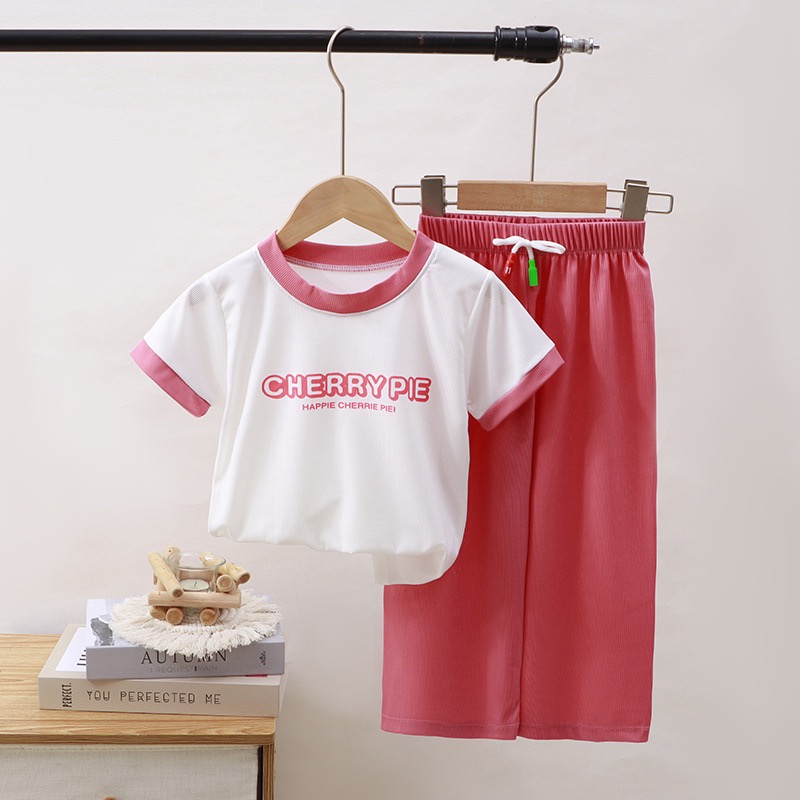 【7/21結單】兒童夏季短袖套裝卡通印花休閒洋氣套裝新款寶寶時髦短袖兩件套-細節圖2