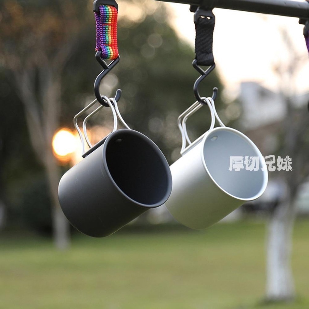 戶外野營杯 超輕鋁合金 露營野餐咖啡杯 野餐杯 咖啡杯 折疊手把  質感素色水杯 300ml容量-細節圖8