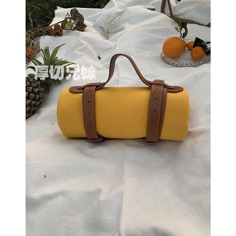 野餐墊 戶外野餐墊 沙灘墊 露營墊 露營野餐墊 郊遊野餐墊 法式簡約質感 純色高級感色系 文青皮革提手-細節圖9