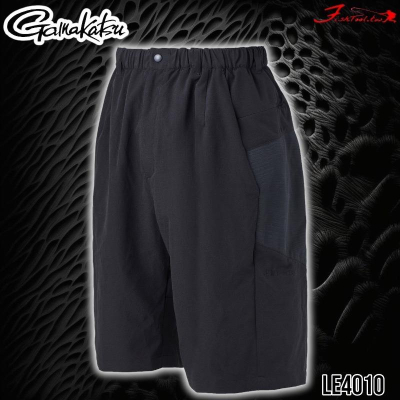 (鴻海釣具企業社)《gamakatsu》LUXXE LE-4010 黑色耐磨耗彈性釣魚短褲