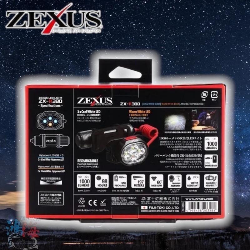 (鴻海釣具企業社)《FUJI-TOKI》日本ZEXUS 富士燈器ZX-R380 USB充電式頭燈 1000流明-細節圖4