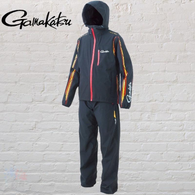 (鴻海釣具企業社)《gamakatsu》GM-3681 黑色釣魚雨衣套裝