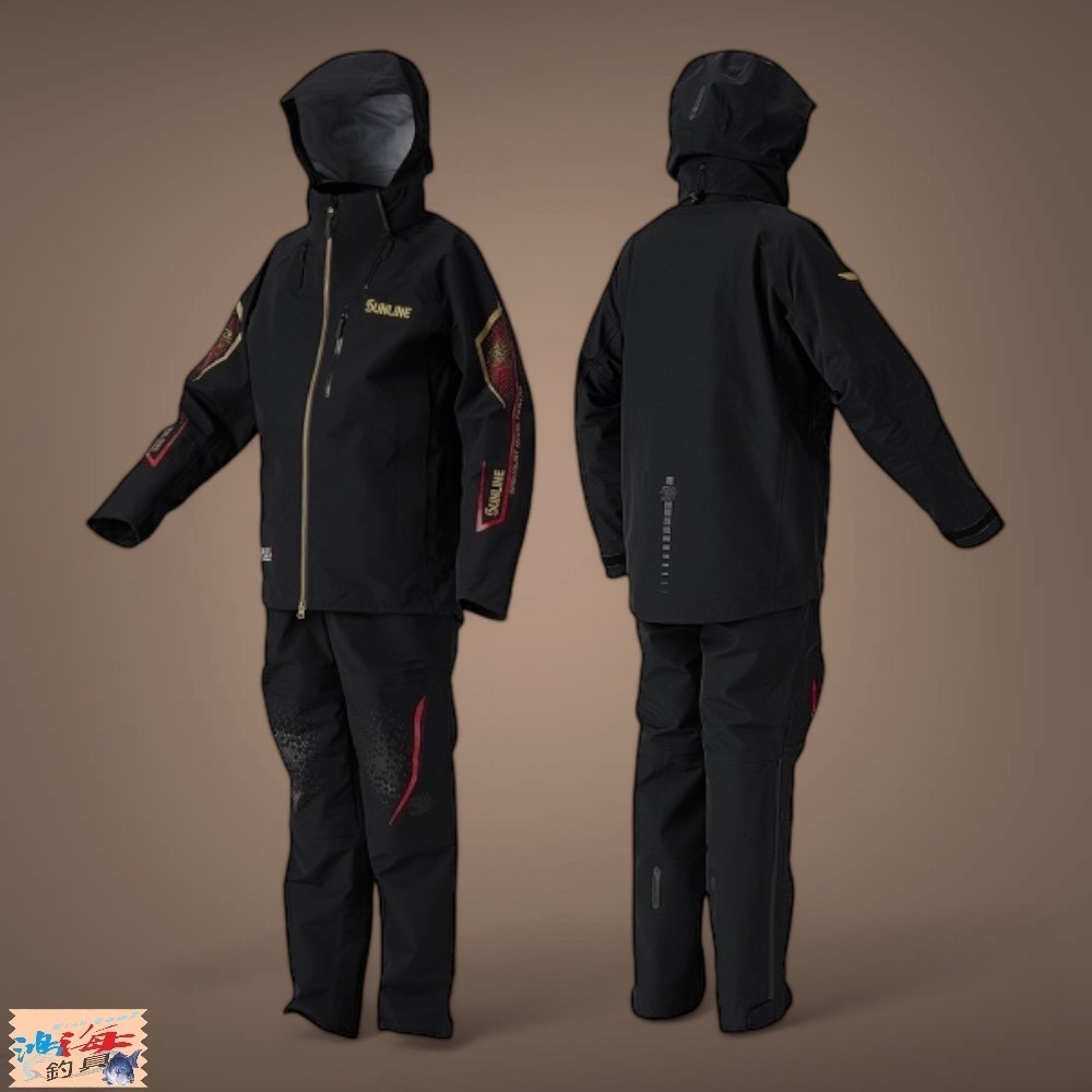 紅海釣具企業社【SUNLINE】 SUW-23901 頂級防水套裝 23 年款 金色×紅色 藍色×黑色 釣魚套裝 雨衣-細節圖2