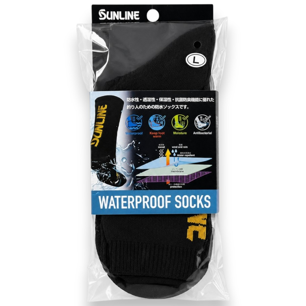 中壢紅海釣具【SUNLINE】SUW-1109 獅子金色LOGO 黑色內置防水薄膜防水襪 釣魚襪 (26年春夏款)-細節圖6