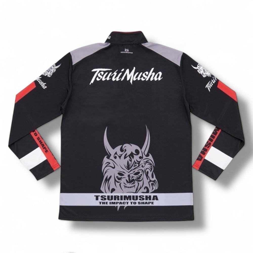 中壢鴻海釣具【TSuriMusha】釣武者 黑色吸水速乾抗UV Musha(鬼頭) 釣魚長袖 釣魚衣 (23年款)-細節圖3