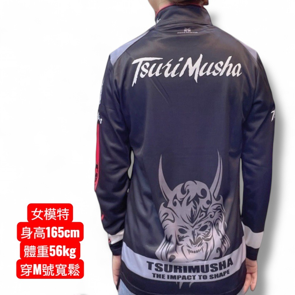 中壢鴻海釣具【TSuriMusha】釣武者 黑色吸水速乾抗UV Musha(鬼頭) 釣魚長袖 釣魚衣 (23年款)-細節圖6