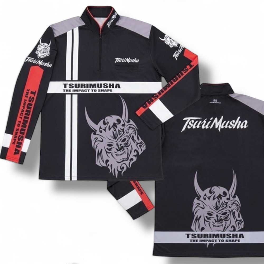 中壢鴻海釣具【TSuriMusha】釣武者 黑色吸水速乾抗UV Musha(鬼頭) 釣魚長袖 釣魚衣 (23年款)-規格圖7