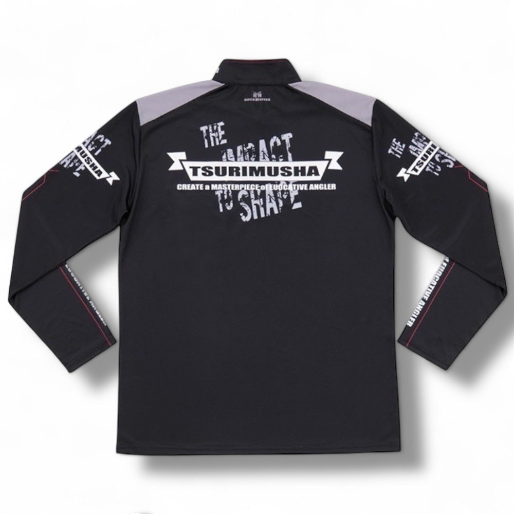 紅海釣具企業社【TSuriMusha】 釣武者 黑色吸水速乾半拉鍊長袖襯衫 (23年款)-細節圖3