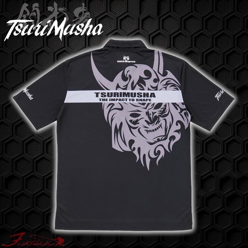 鴻海釣具企業社 TSuriMusha  釣武者 黑色吸水速乾抗UV Musha(鬼頭) Polo 衫-細節圖9