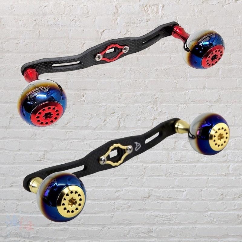 紅海釣具企業社《ANGLER J》彩鈦圓握丸碳纖搖臂 手把 梭型碳纖維手把-細節圖3