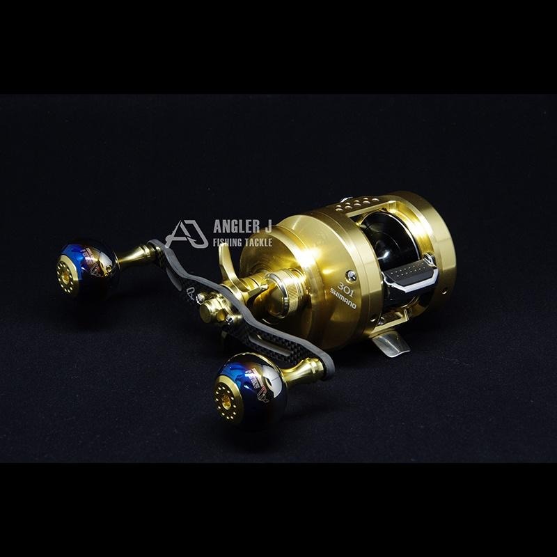 紅海釣具企業社《ANGLER J》彩鈦圓握丸碳纖搖臂 手把 梭型碳纖維手把-細節圖4