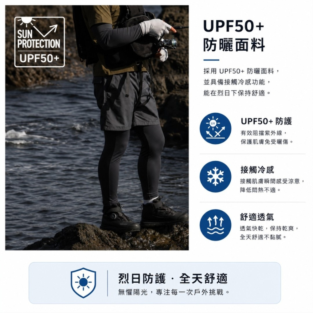 中壢紅海釣具【SHIMANO】IN-001Z 機能內搭褲 吸水速乾 冷感褲 UPF50+ 防曬褲 釣魚內搭褲 磯釣 船釣-細節圖8