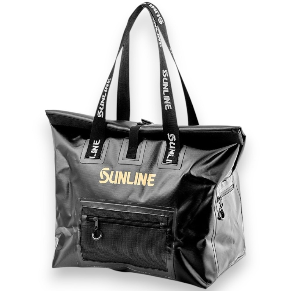 中壢紅海釣具【SUNLINE】SFB-0724 防水托特包 釣魚包 釣具包 防水收納包 大容量防水袋 M/L尺寸 黑金款-細節圖4