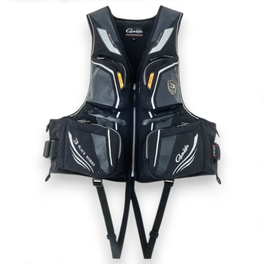 中壢紅海釣具【gamakatsu】GM-2193 釣魚救生衣 BLACK WORKS 救生背心-細節圖3